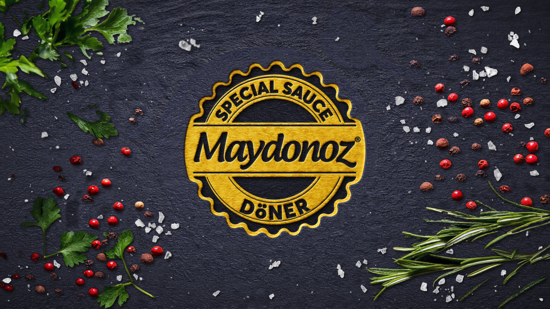 Maydonoz Special Sauce Döner Logo eingeprägt in Schiefer